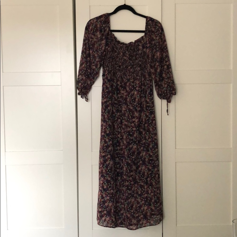 ASOS New Look shirred square neck midi dress